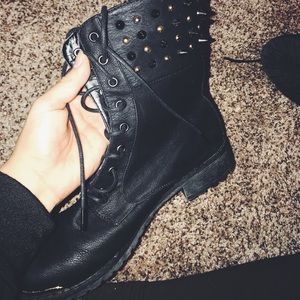 Black combat boots